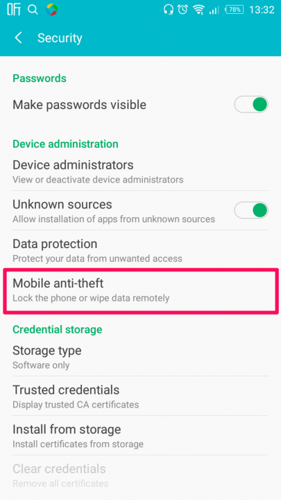 Infinix Mobile Anti-theft